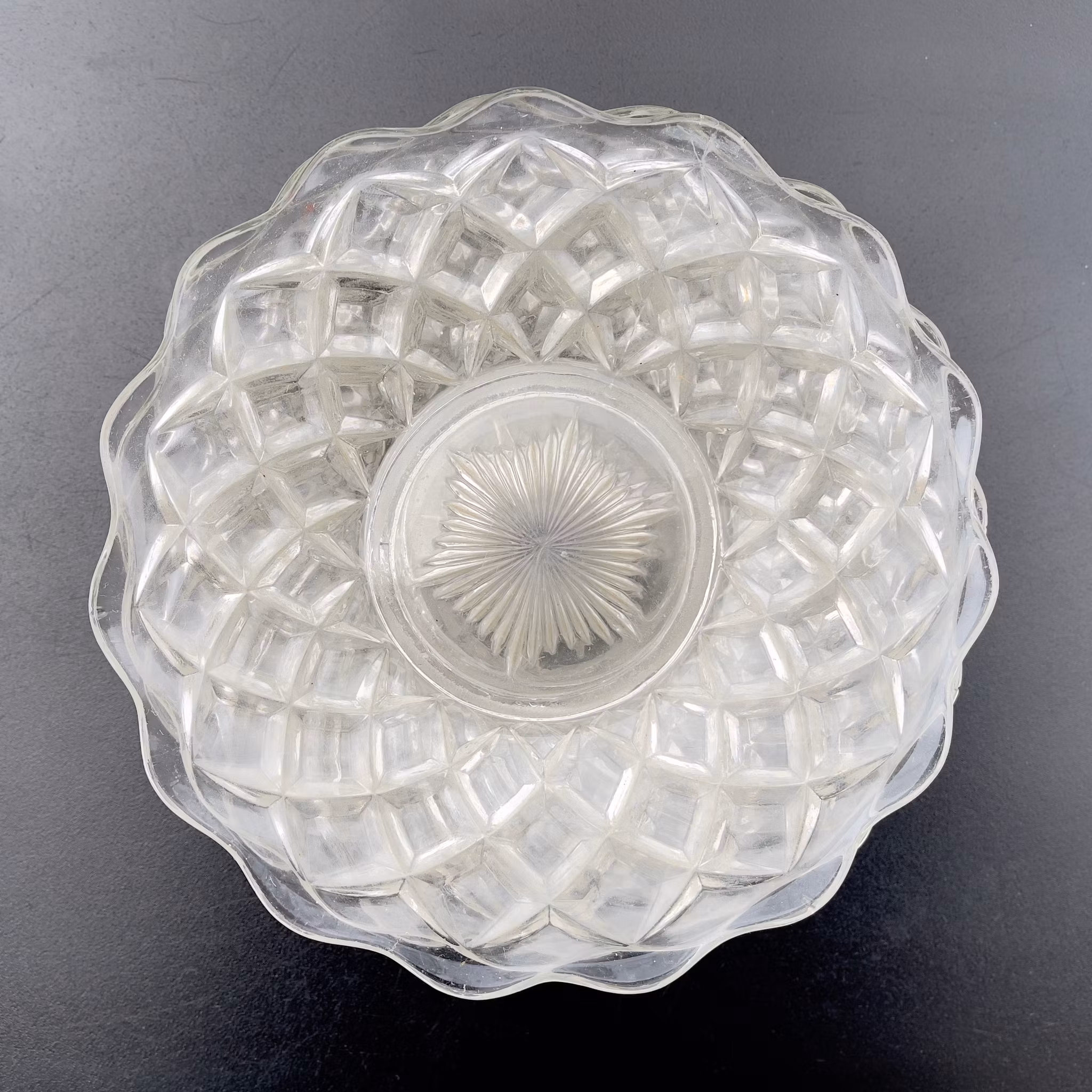 6 szt. szkła prasowanego, przezroczystego - styl Art Deco, lata 30. XX wieku