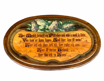 Handmålad och graverad väggtavla i trä - 1800-tal, Tyskland