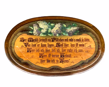 Handmålad och graverad väggtavla i trä - 1800-tal, Tyskland