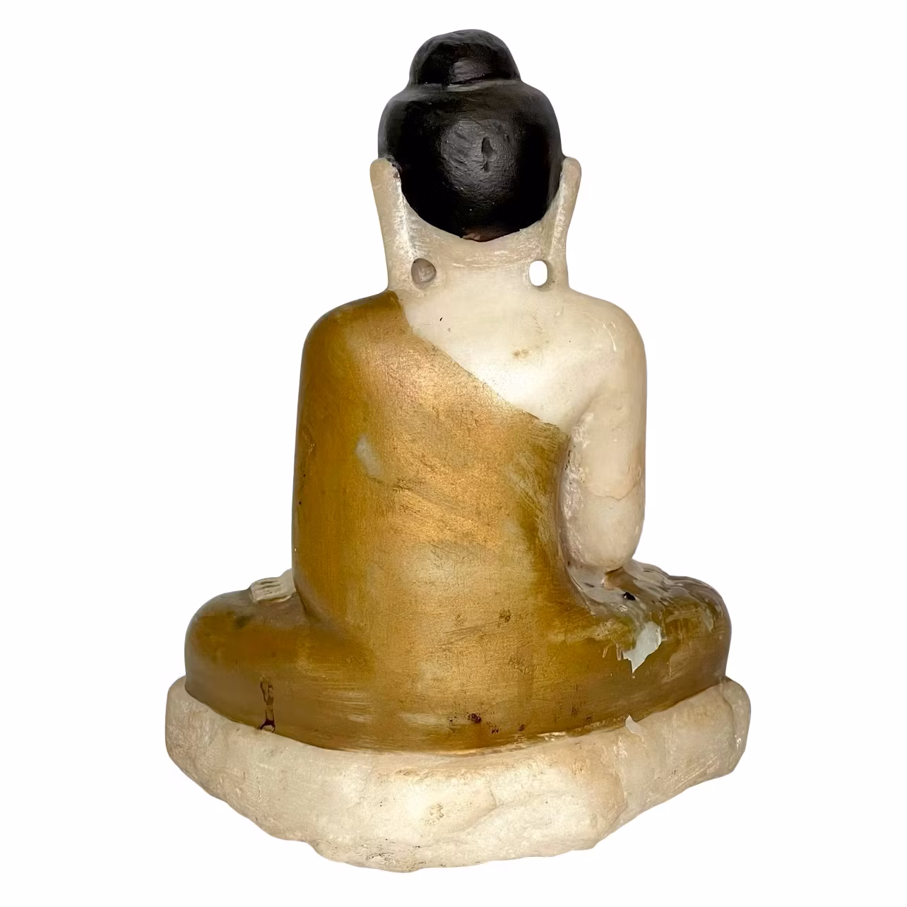 Buda sentado antiguo en alabastro - Birmania, siglos XVII-XVIII