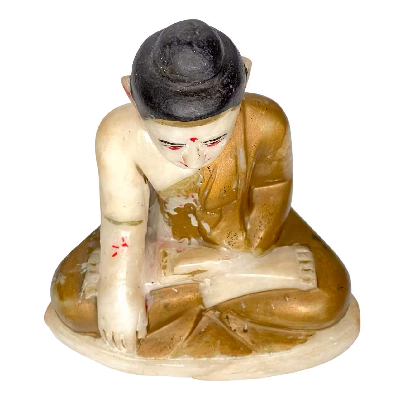 Buda sentado antiguo en alabastro - Birmania, siglos XVII-XVIII