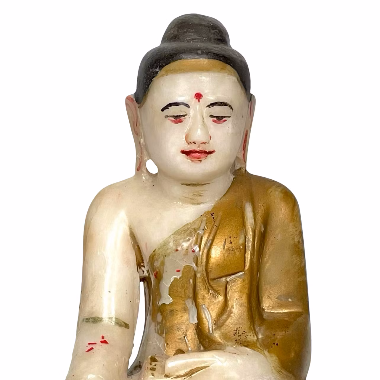 Buda sentado antiguo en alabastro - Birmania, siglos XVII-XVIII