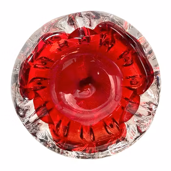 Röd konst glasskål med luftbubblor - Murano eller svenskt glas, 1950-1960-tal