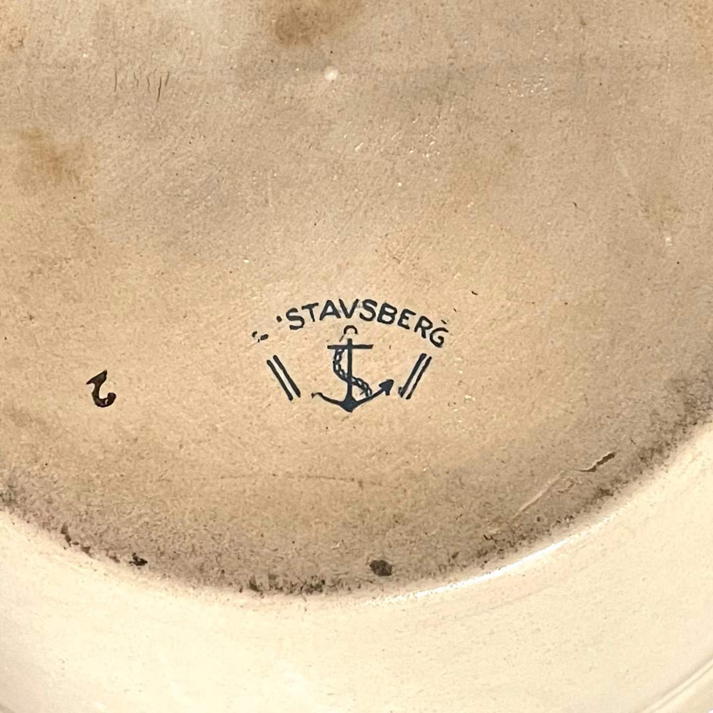 Stor antik Gustavsberg kruka med handtag - Handmålad blå blomdekor