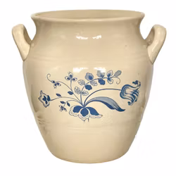 Stor antik Gustavsberg-krukke med hank - Håndmalet blå blomsterdekoration