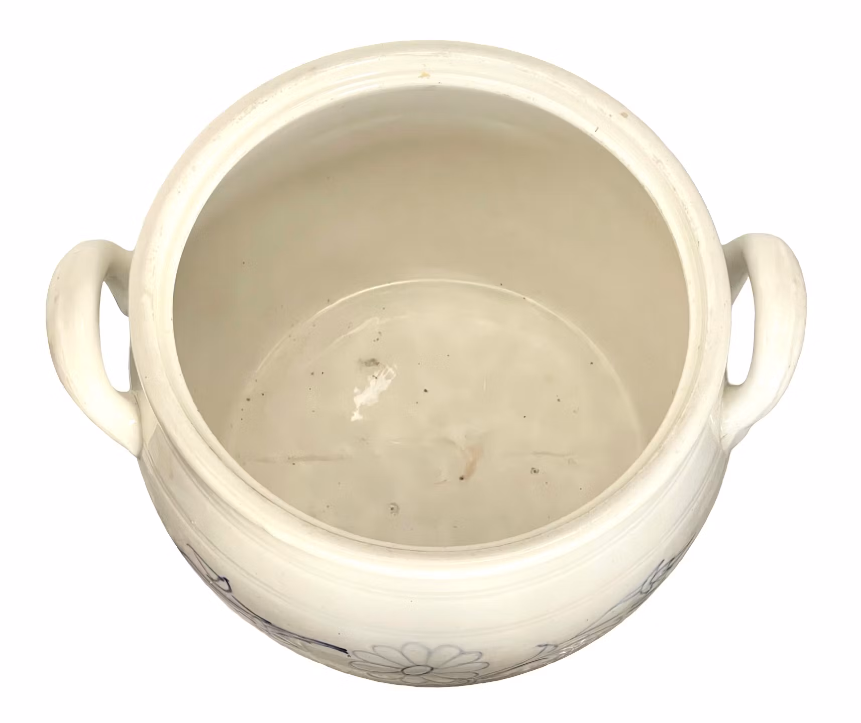 Stor antik Göteborg kruka - Blå blomdekor och handtag