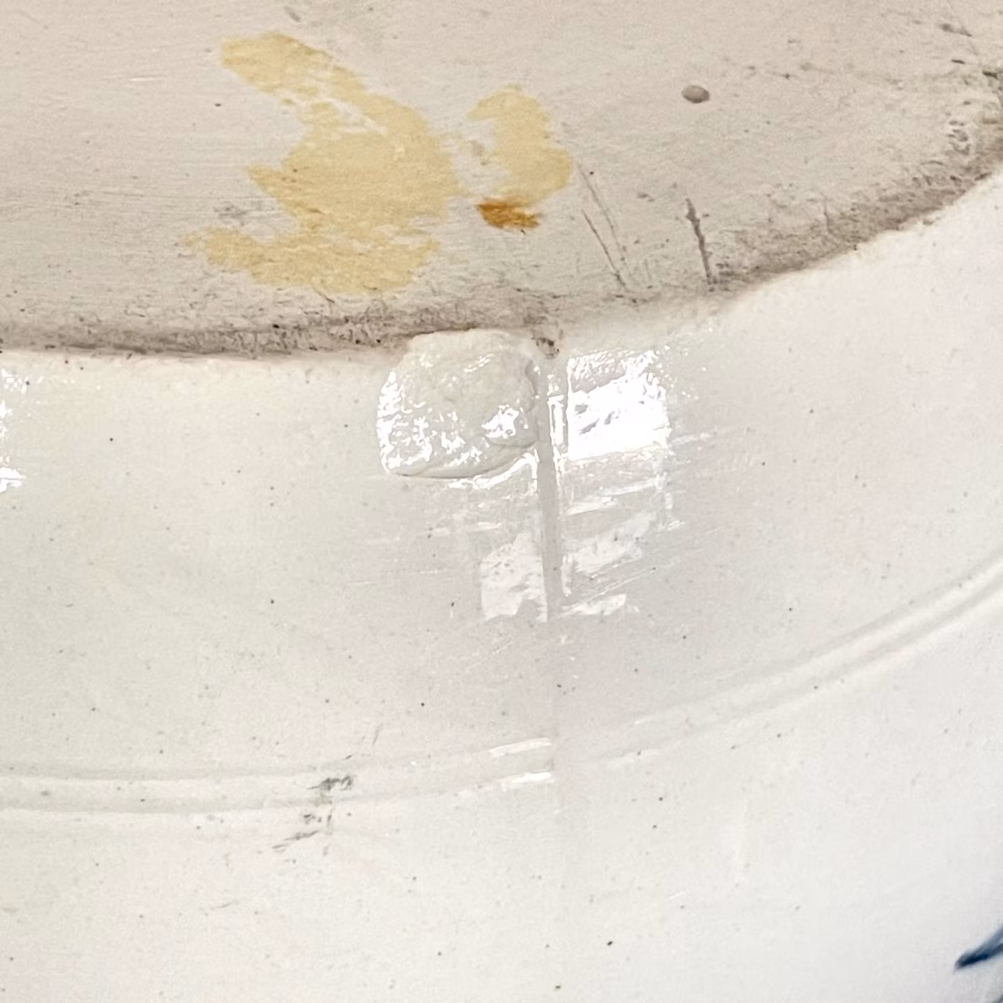 Stor antik Göteborg kruka - Blå blomdekor och handtag