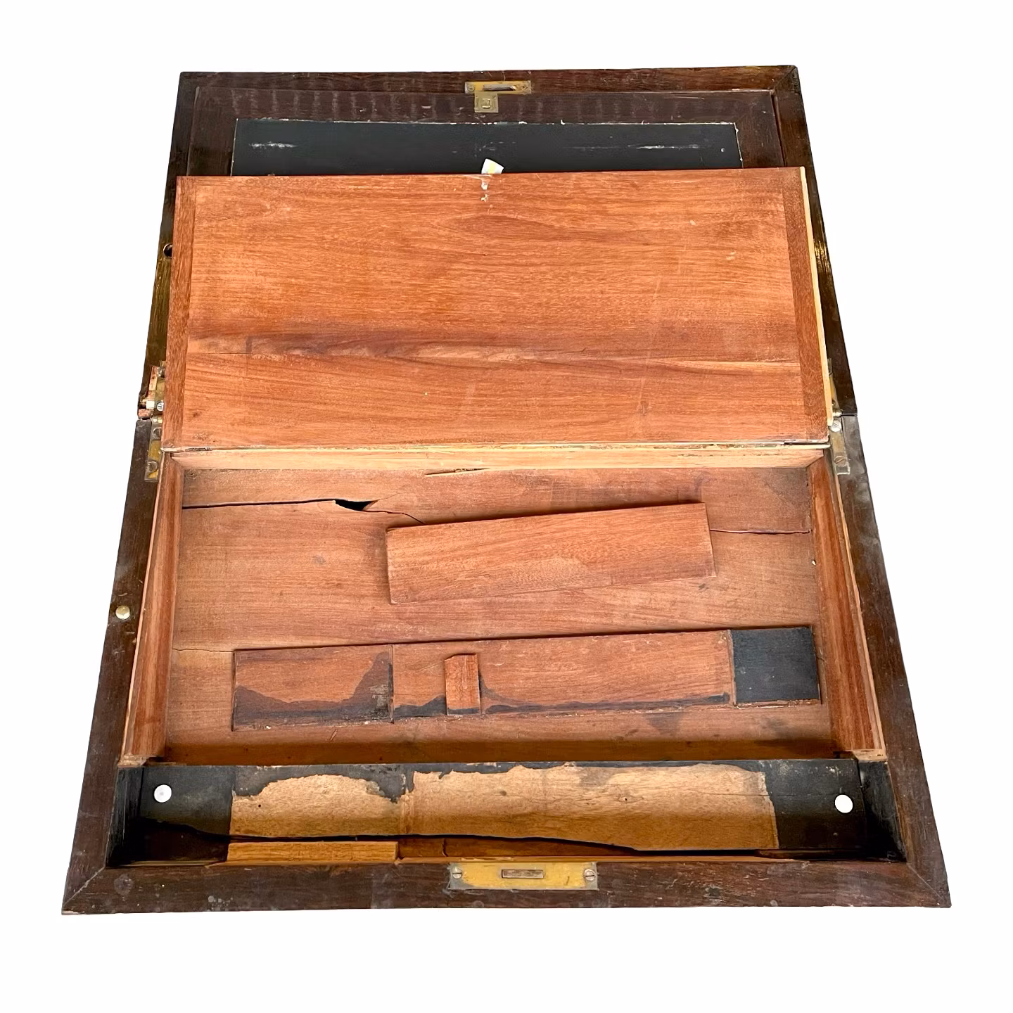 Antik Engelsk skrivlåda i mahogny med mässingsbeslag - 1800-tal