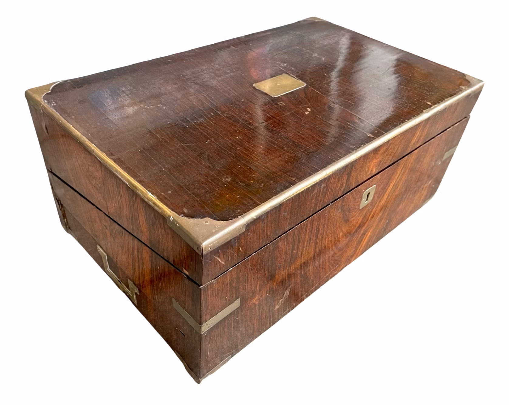 Antik Engelsk skrivlåda i mahogny med mässingsbeslag - 1800-tal