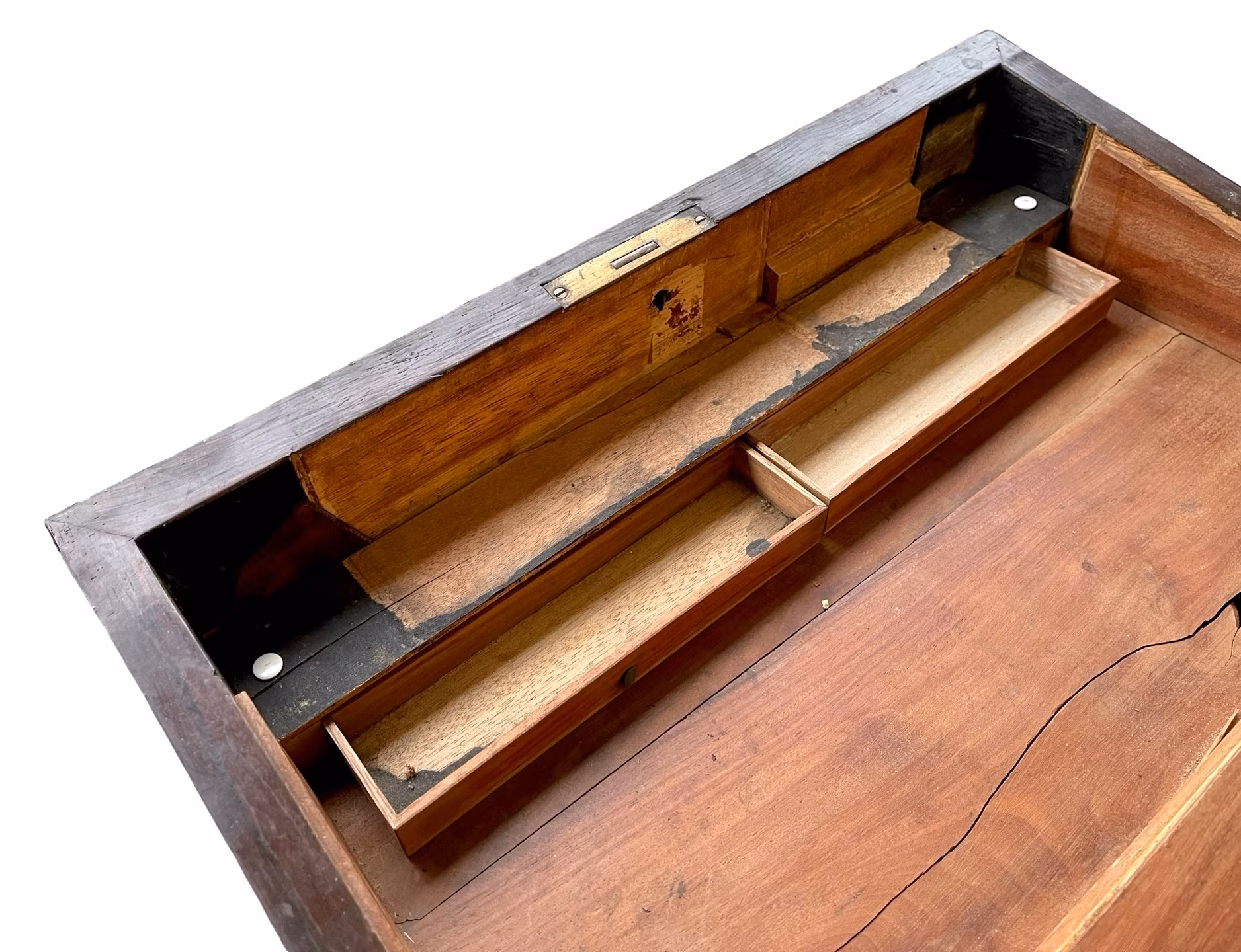 Antik Engelsk skrivlåda i mahogny med mässingsbeslag - 1800-tal