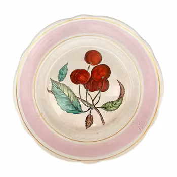 7 st antika assietter med fruktmotiv - Rörstrand, 1800-tal