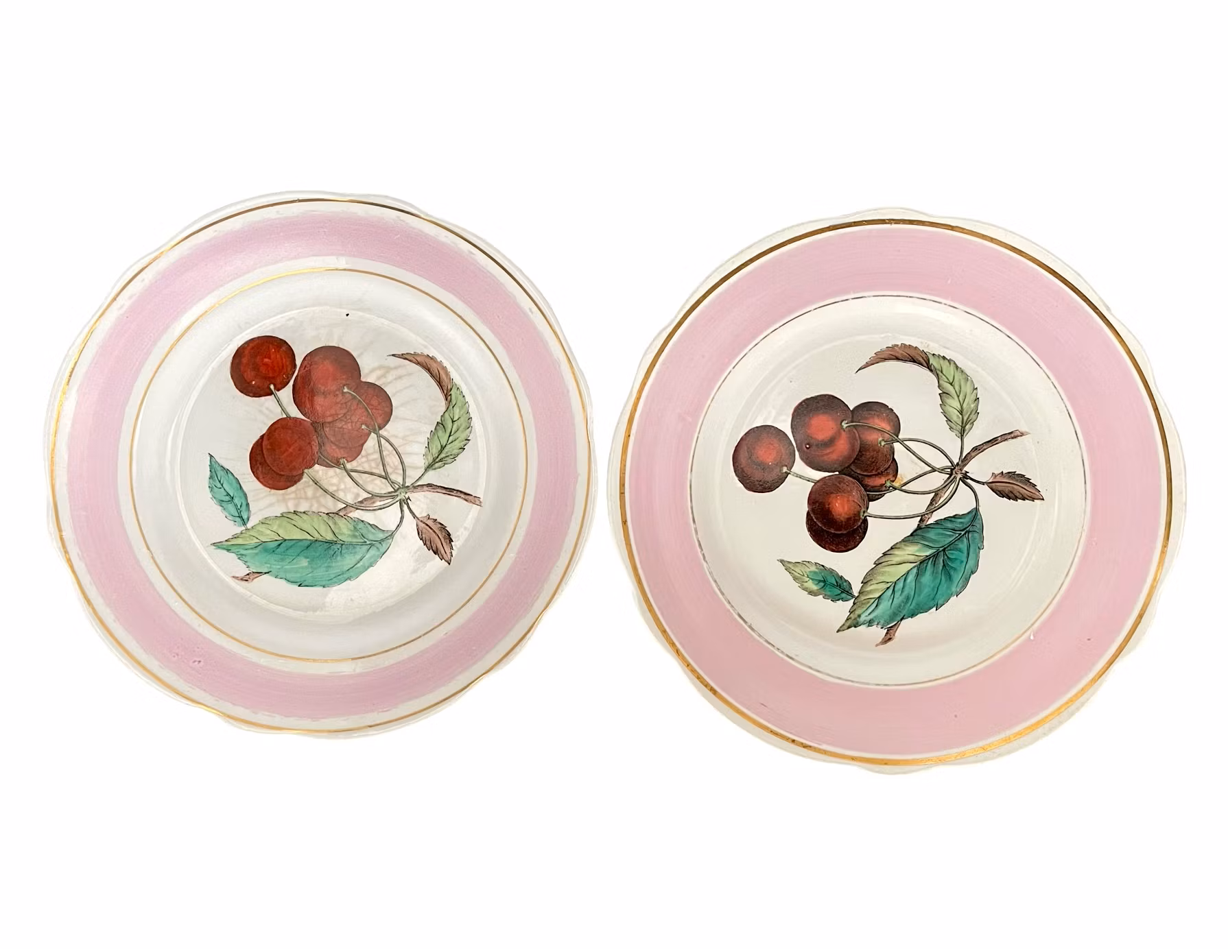 7 st antika assietter med fruktmotiv - Rörstrand, 1800-tal