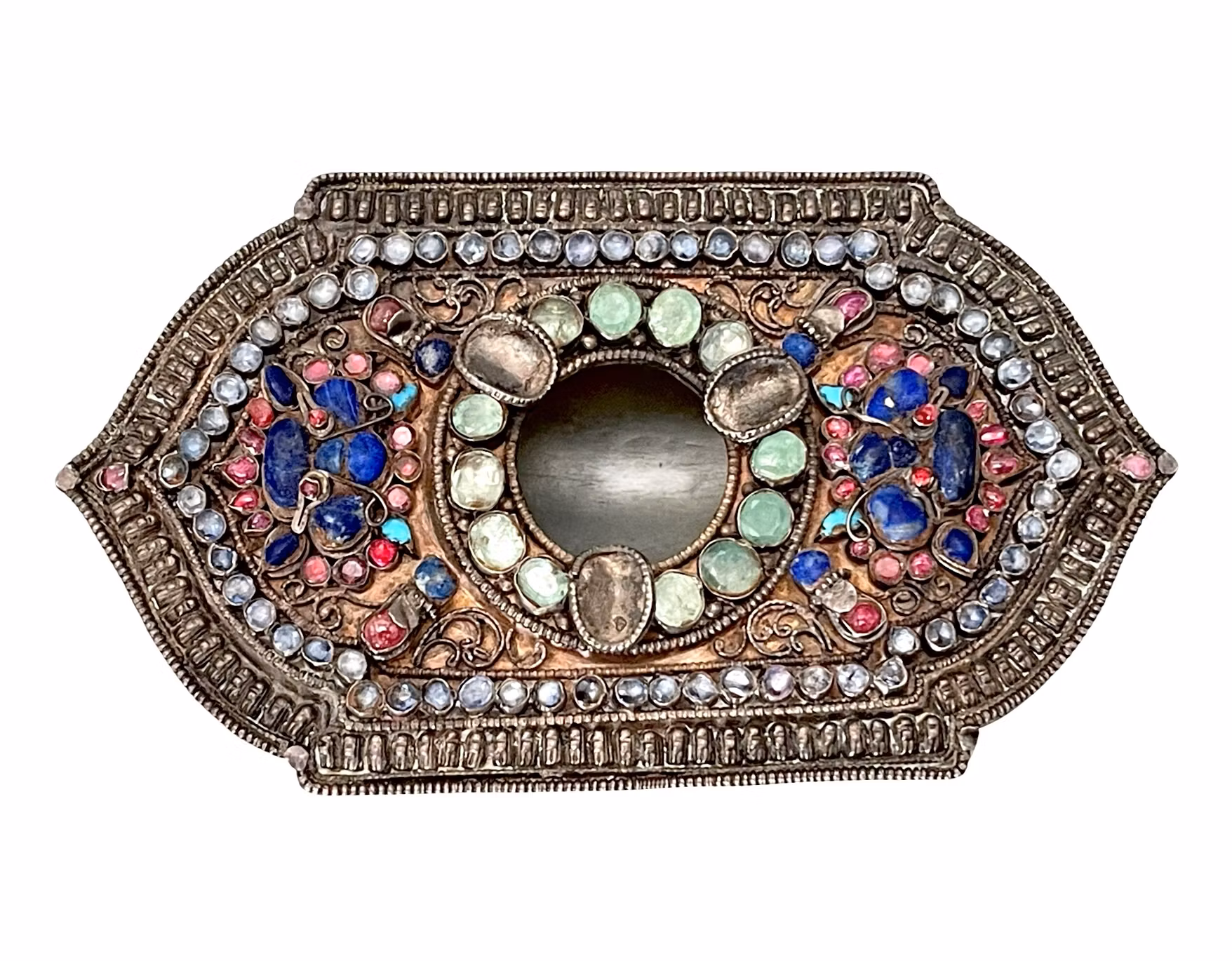 Antik kinesisk, Qing dynastin (1644-1912) Jade med Silver och ädelstenar