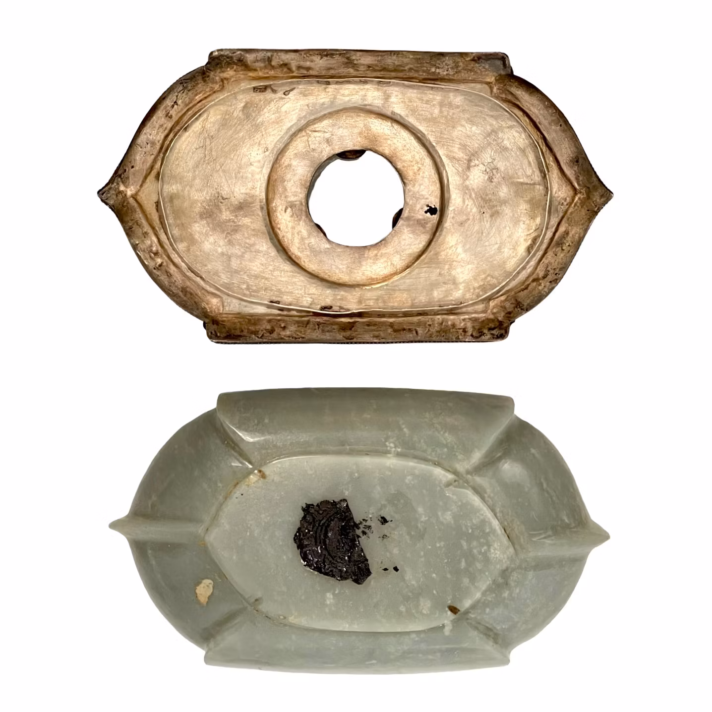 Antik kinesisk, Qing dynastin (1644-1912) Jade med Silver och ädelstenar