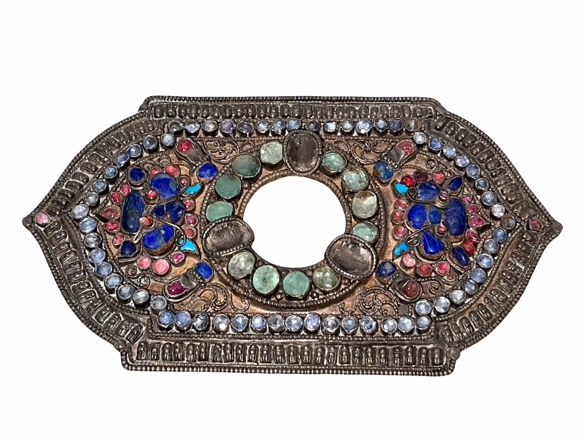 Antik kinesisk, Qing dynastin (1644-1912) Jade med Silver och ädelstenar