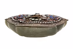 Antik kinesisk, Qing dynastin (1644-1912) Jade med Silver och ädelstenar