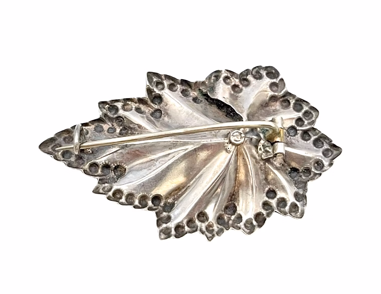 Broszka ze srebra vintage - wzór liścia