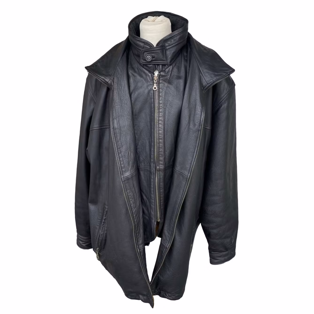 Morena - Äkta skinnjacka / läderrock för herr, strl 54 - XL