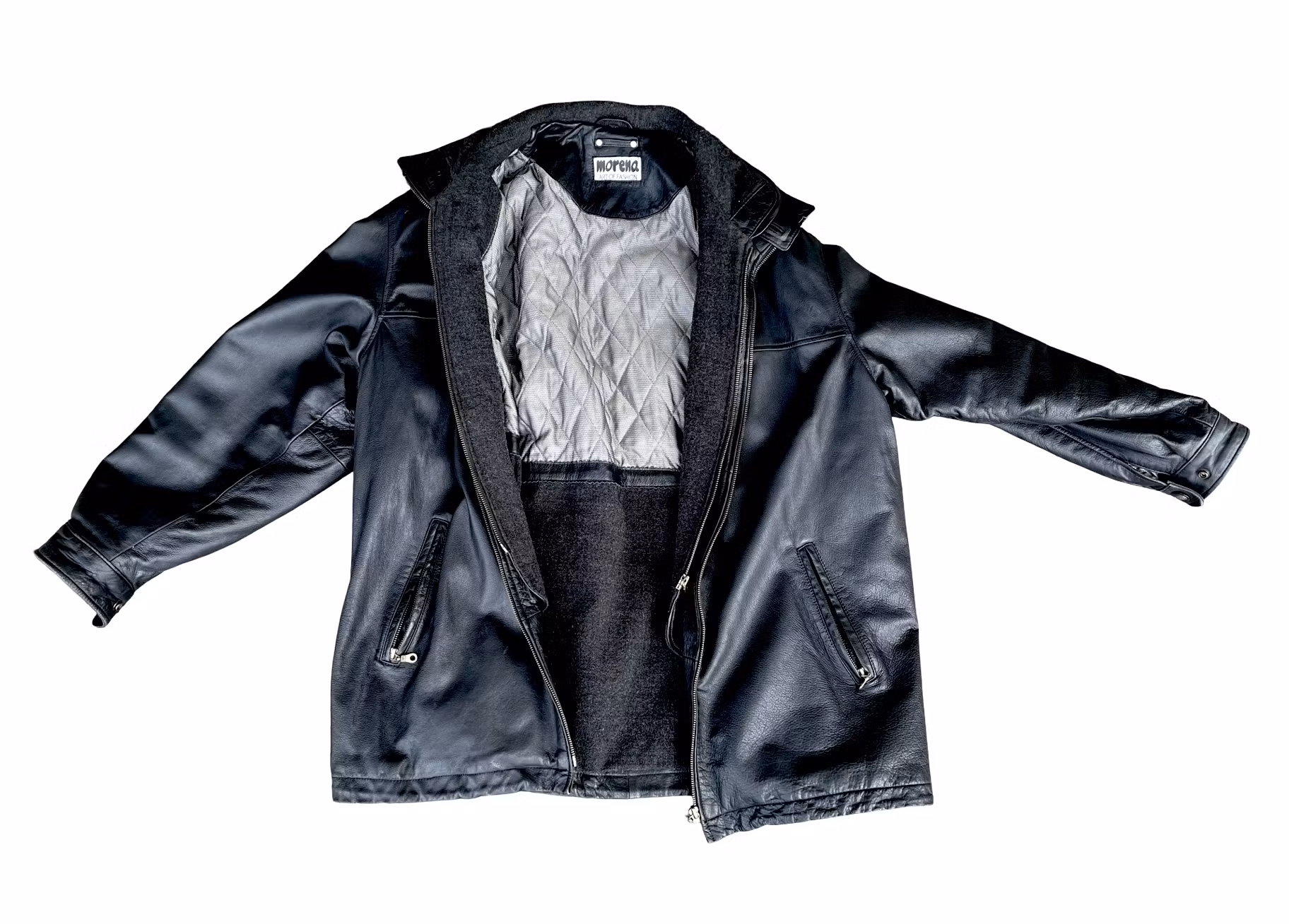 Morena - Äkta skinnjacka / läderrock för herr, strl 54 - XL