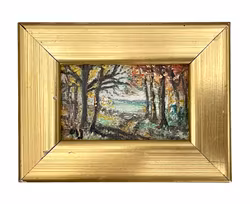 To små oljemalerier på panel - Landskapsmotiver, signert