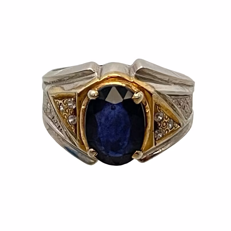 3,70 Karat, Naturlig blå safir, Sterling silverring med certifikat