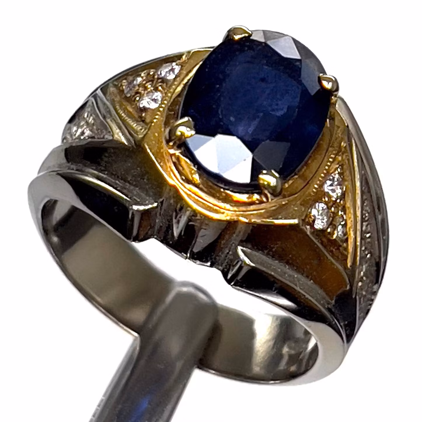 3,70 Karat, Naturlig blå safir, Sterling silverring med certifikat