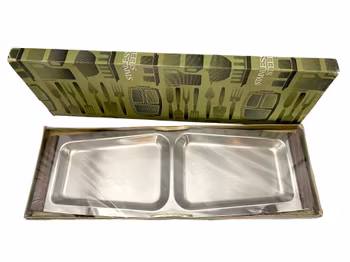 Vintage Serveringsbricka - TW 2252 - Super Quality Stainless Steel med rosenträhandtag