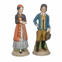 Ljung Souvenir Skåne - Håndmalte porselensfigurer, folkedrakt, Sverige