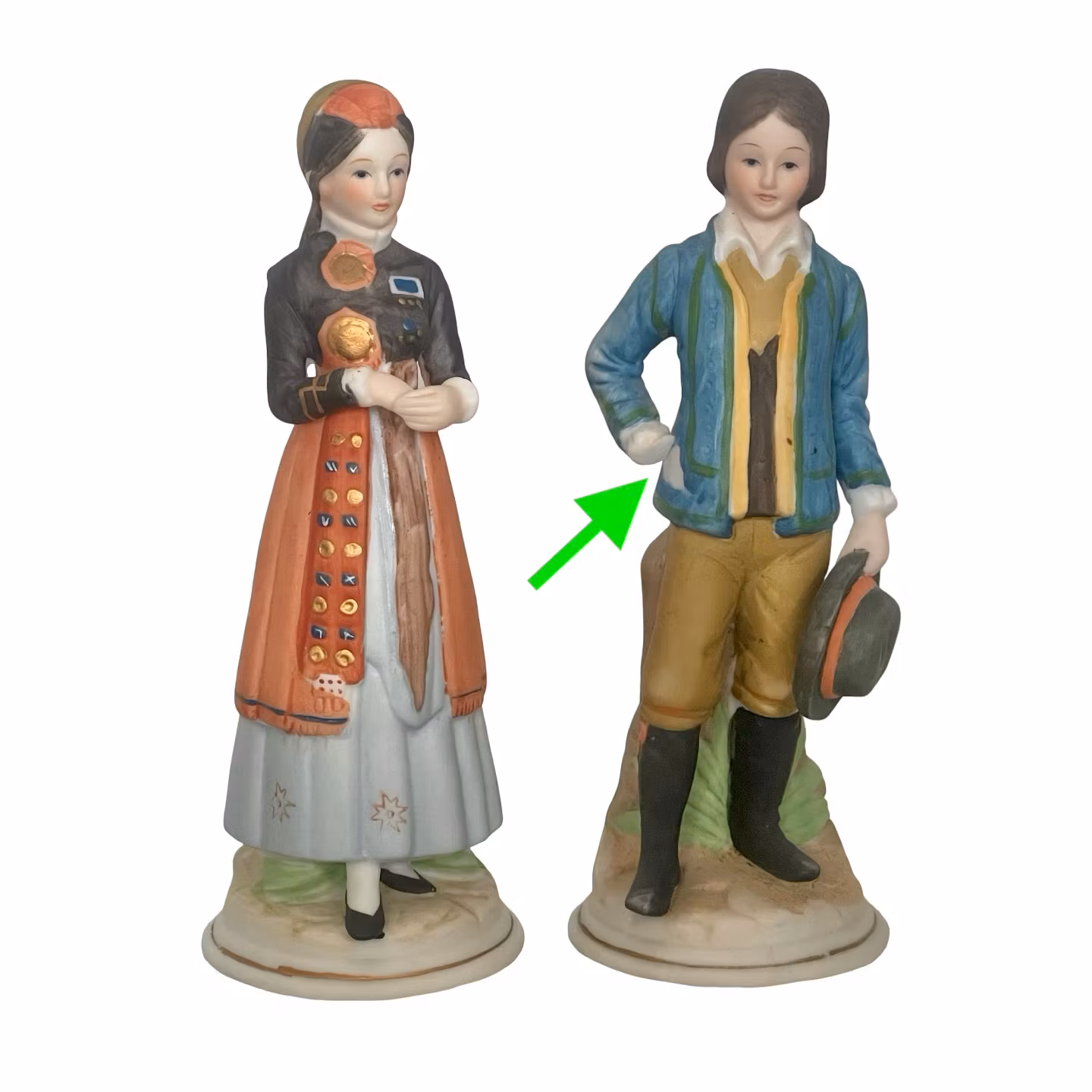 Ljung Souvenir Skåne - Handmålade porslinsfigurer, folkdräkt, Sverige