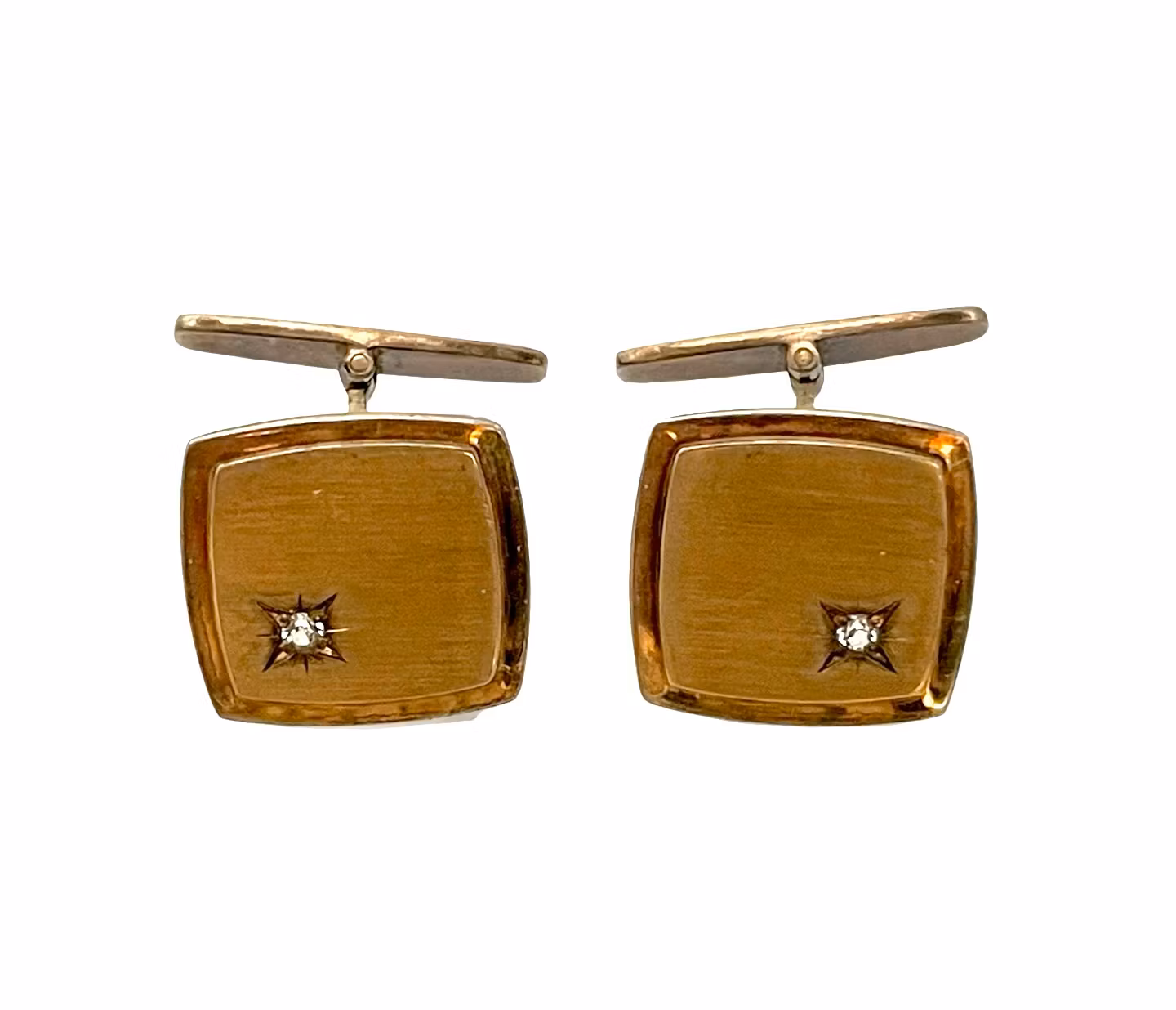 Spinki do mankietów Alton w srebrze z białym kamieniem - Szwecja 1970