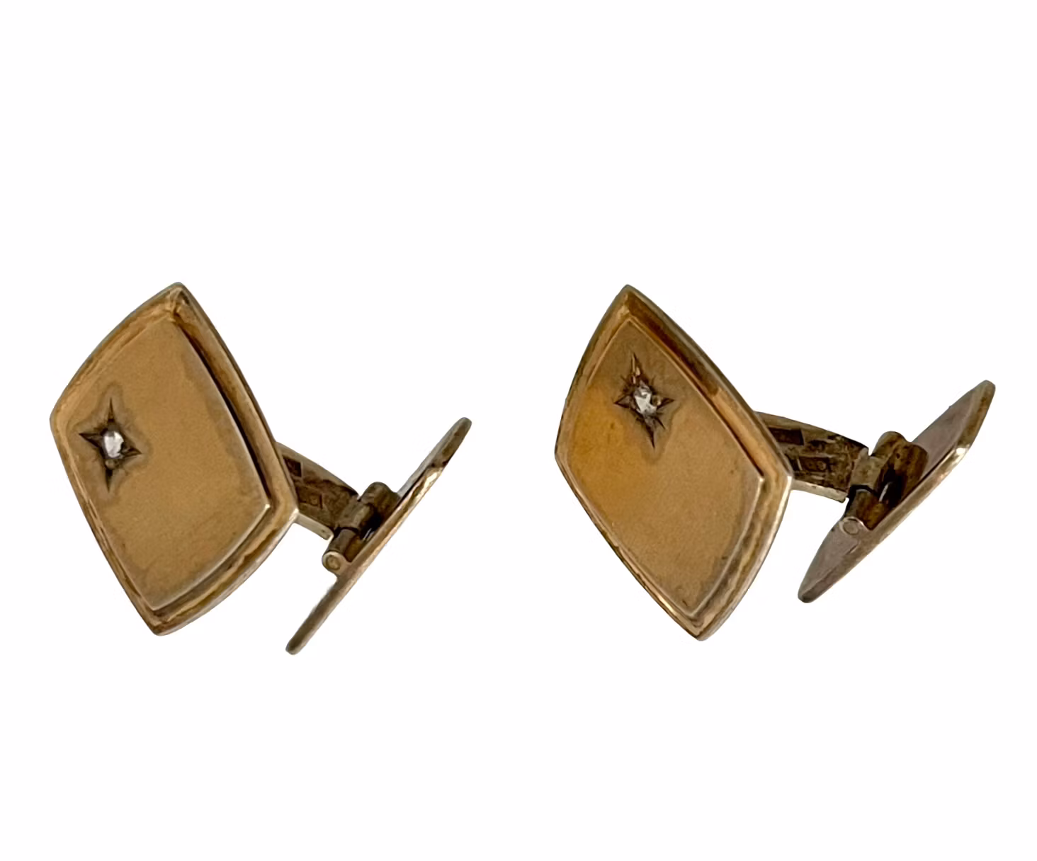 Spinki do mankietów Alton w srebrze z białym kamieniem - Szwecja 1970