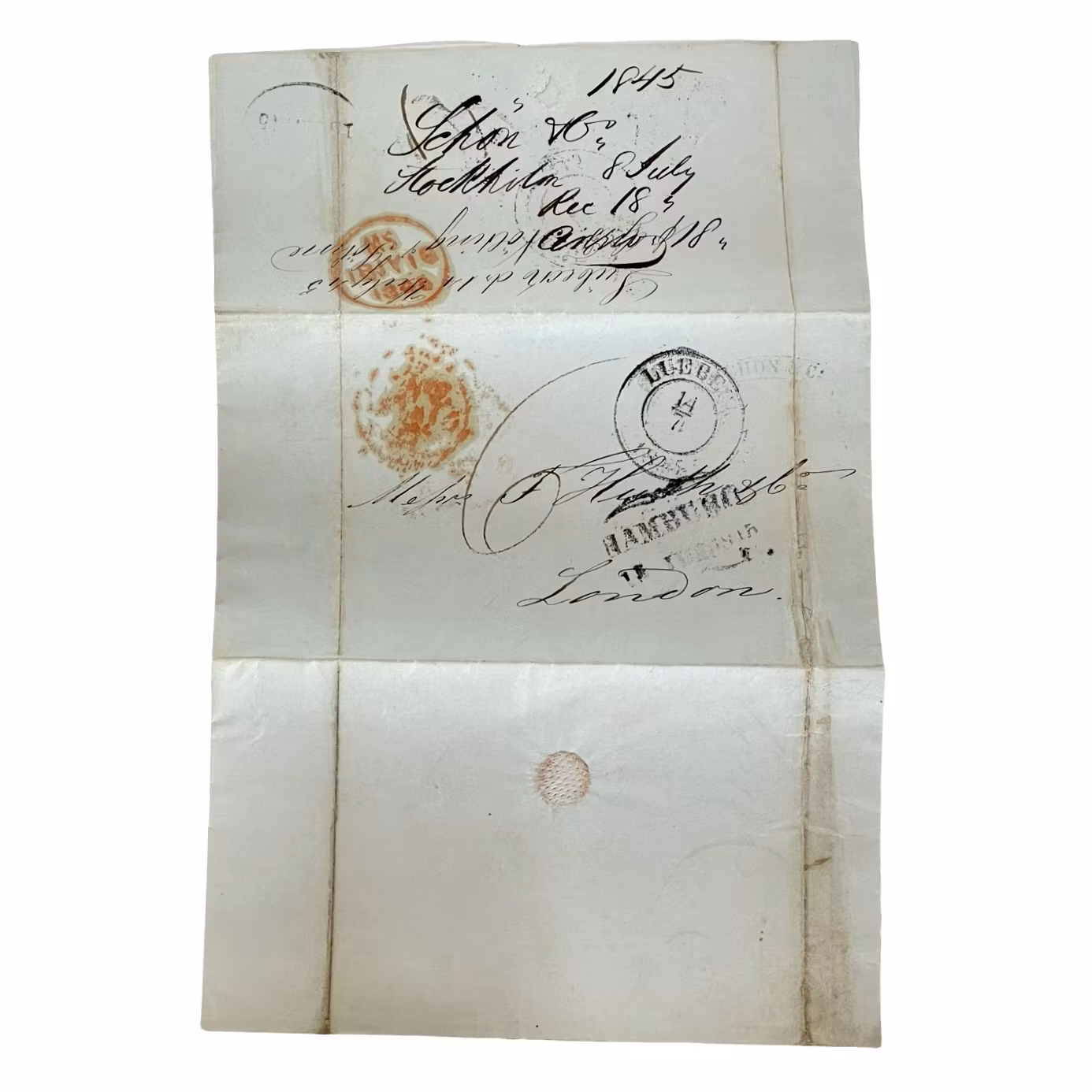 Antikt brev Stockholm-London, 1845