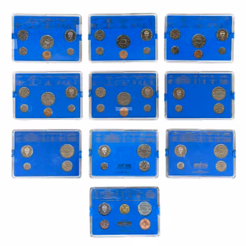 Svenska myntset 1980-1988 + 1999 - 10 kompletta årssatser - Myntverket Eskilstuna