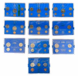 Svenska myntset 1980-1988 + 1999 - 10 kompletta årssatser - Myntverket Eskilstuna