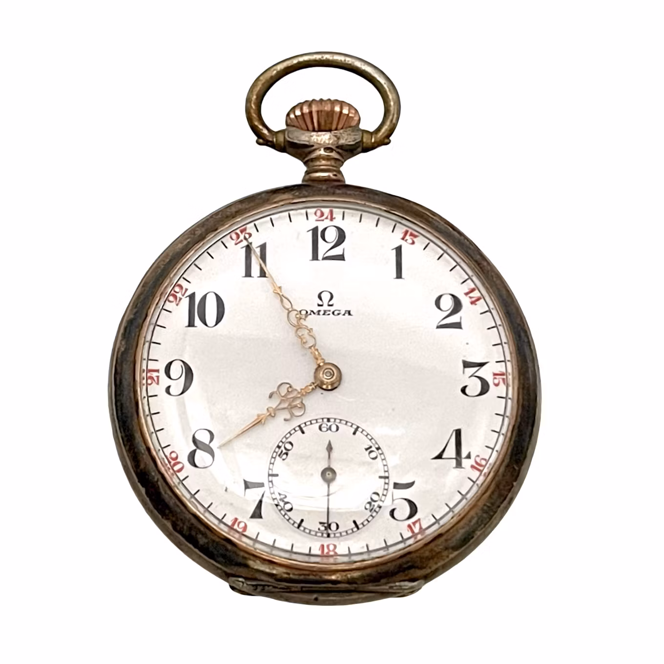 Antik Omega, Bienne Geneve, Fickur med Bordställ - Silver - Schweiziskt urverk
