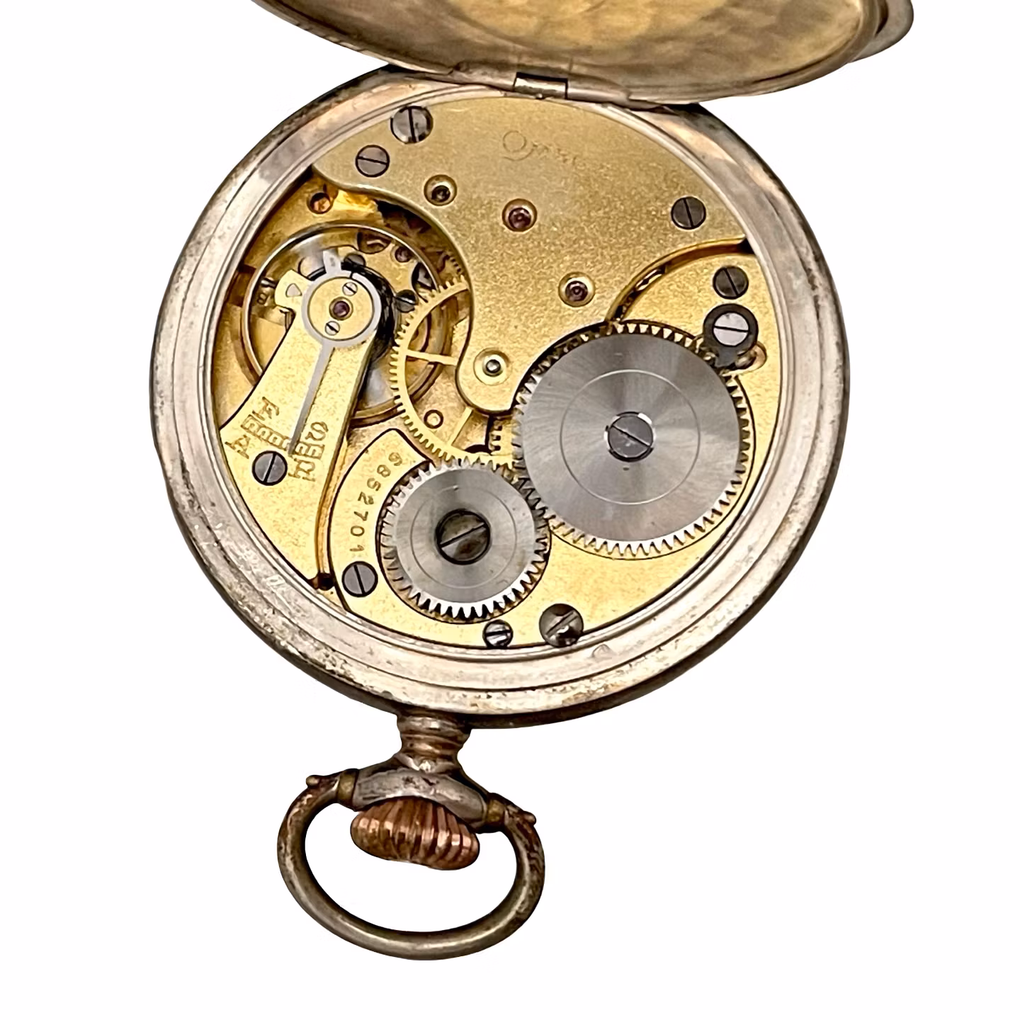 Antik Omega, Bienne Geneve, Fickur med Bordställ - Silver - Schweiziskt urverk