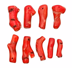 Echte rote Koralle – Natürliche, grobe Perlen (9 Stück)