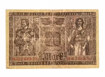 Tyskland 20 Mark - Darlehnskassenschein 1918 (Kejsarriket / WWI)