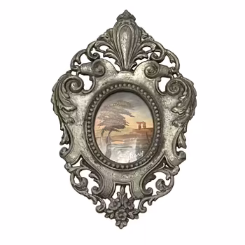 Miniatyrmålning i metallram, signerad Bary - Barockstil