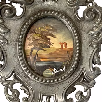 Miniatyrmålning i metallram, signerad Bary - Barockstil