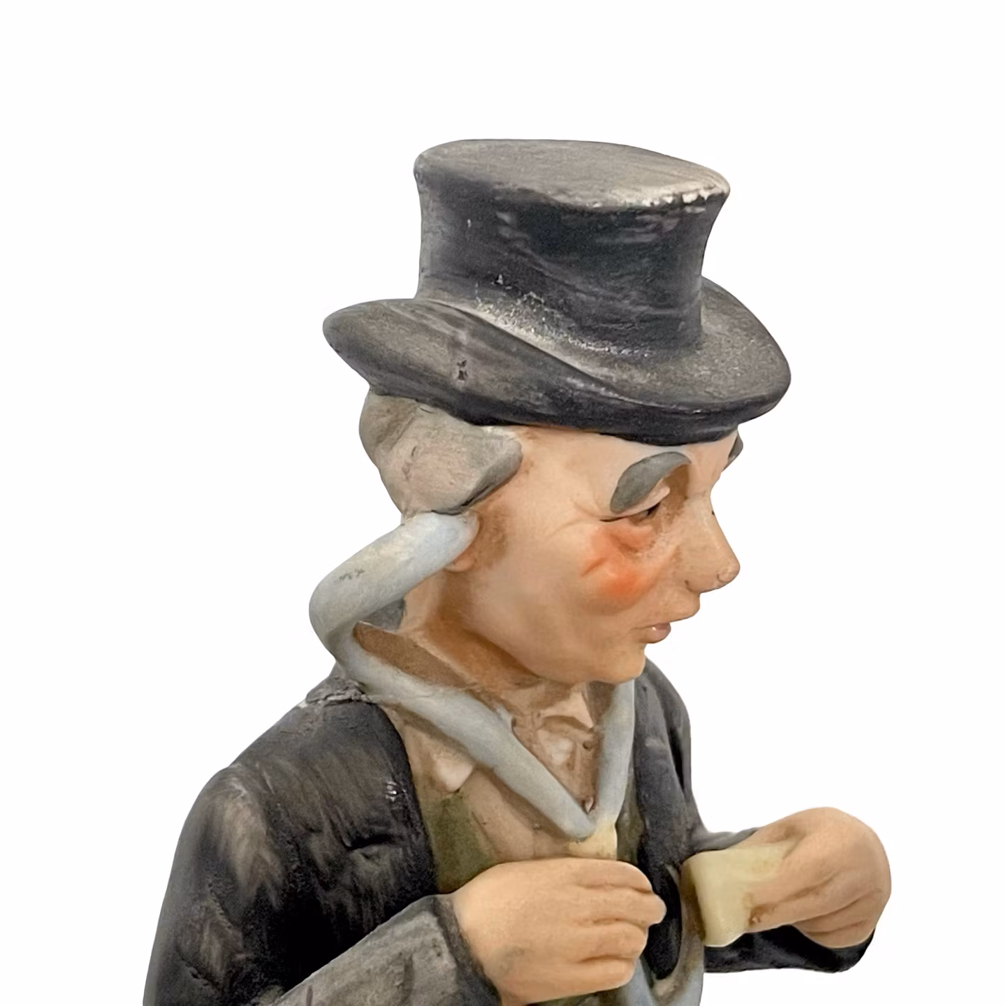 Porslinsfigur - äldre läkare med stetoskop, handmålad