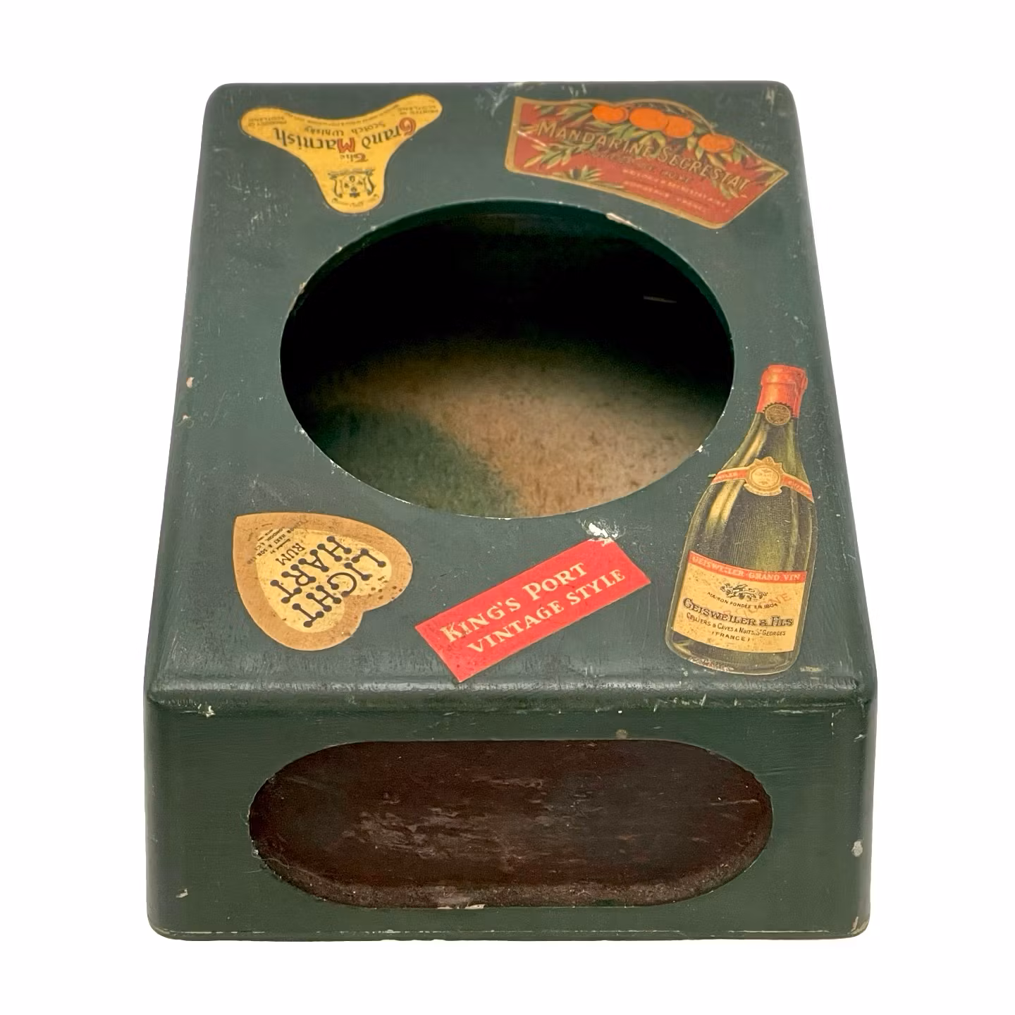 Vintage treholder med drikkeetiketter - 1950-tallet