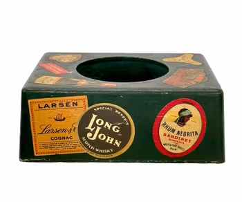 Vintage trähållare med drycketiketter - 1950-tal