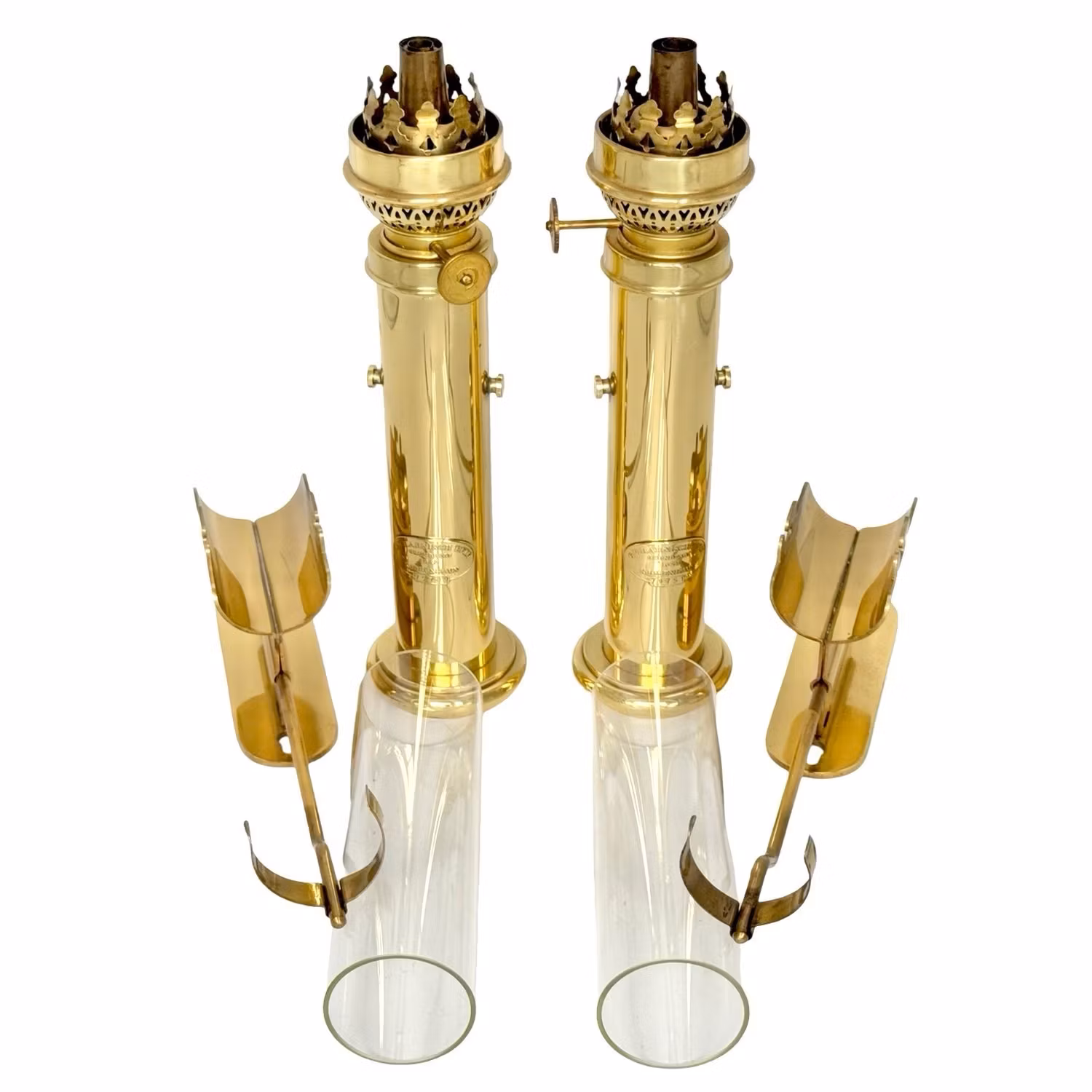 Eksklusivt par antikke messingvegglamper - CV Harnisch Etf, København, Danmark