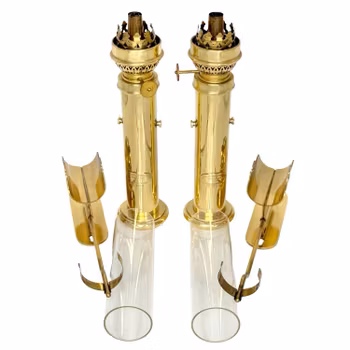 Exklusivt par antika mässings vägglampor - C.V. Harnisch Etf, Köpenhamn, Danmark