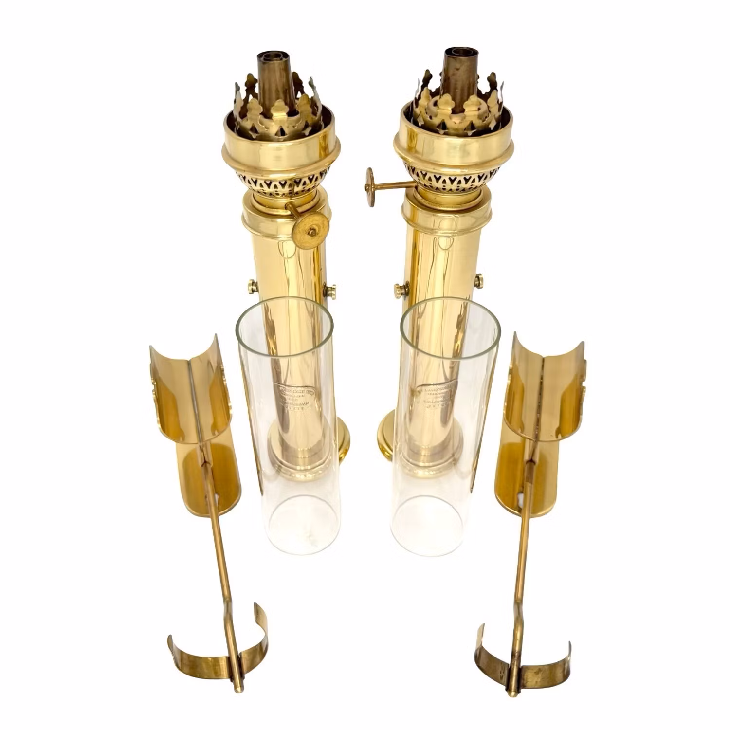 Eksklusivt par antikke messingvegglamper - CV Harnisch Etf, København, Danmark