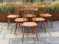 6 classic wooden wicker chairs - Swedish retro design - (Collection only)