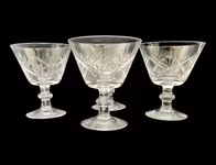 4 stykker slipt glass - Håndslipt, vintage