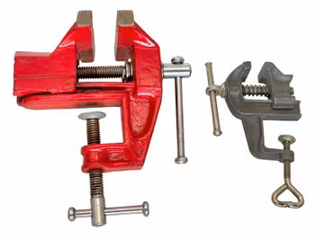 Två små metall skruvstycken för hobby & verkstad