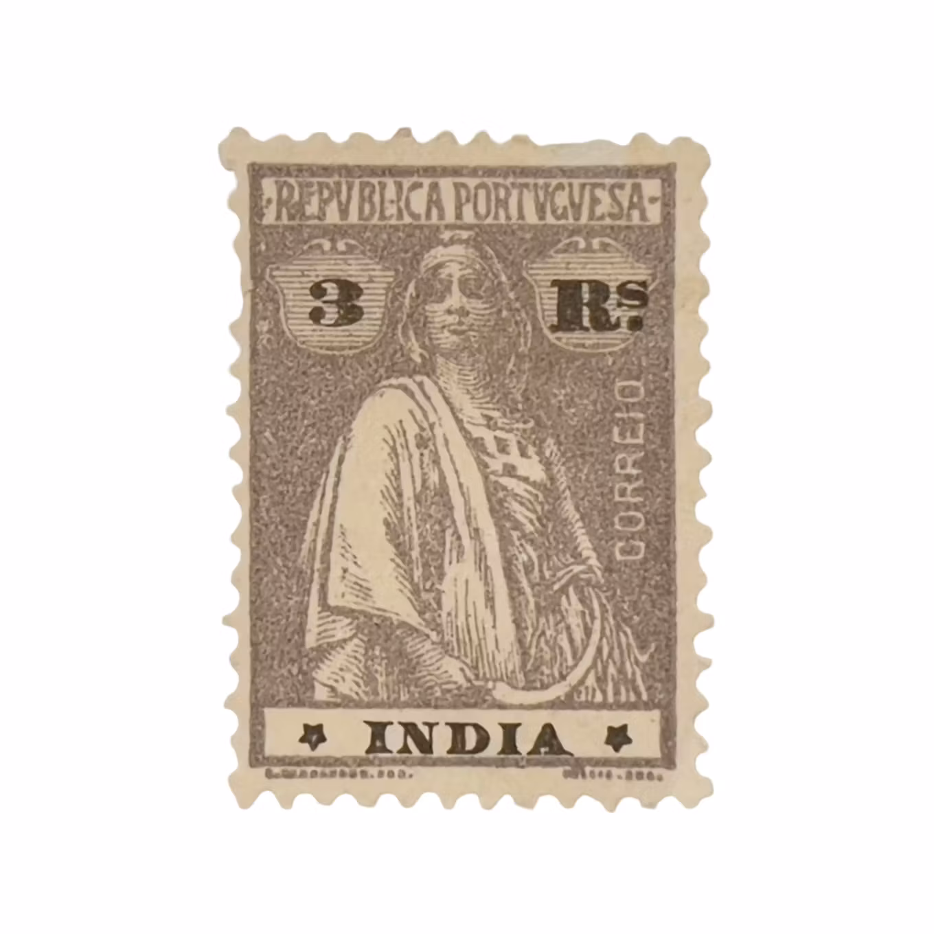 Portuguese India - 3 Rupias "Ceres" - kolonialutgåva från tidigt 1900-tal
